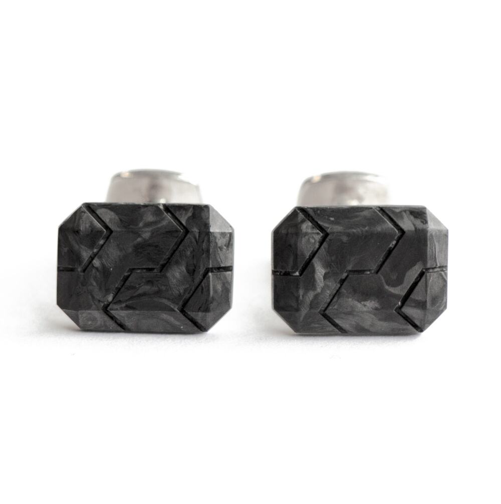 David Yurman Black Forged Carbon and 925 Sterling Silver Cufflinks
